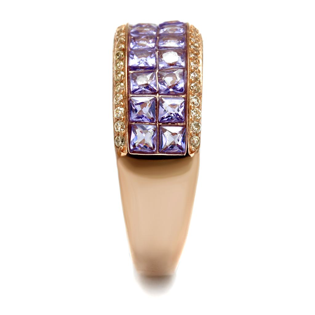 TS525 - Rose Gold 925 Sterling Silver Ring with AAA Grade CZ in Amethyst