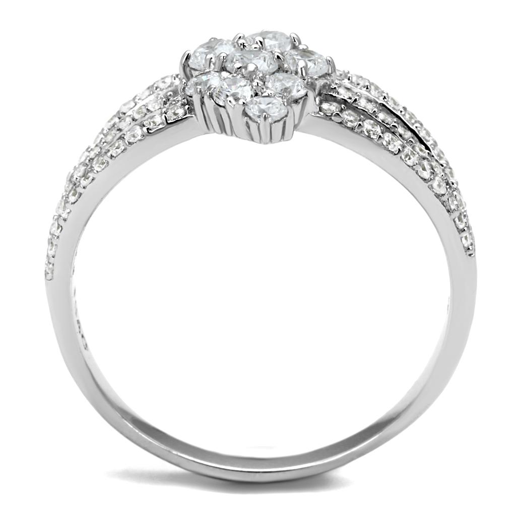 TS528 - Rhodium 925 Sterling Silver Ring with AAA Grade CZ in Clear