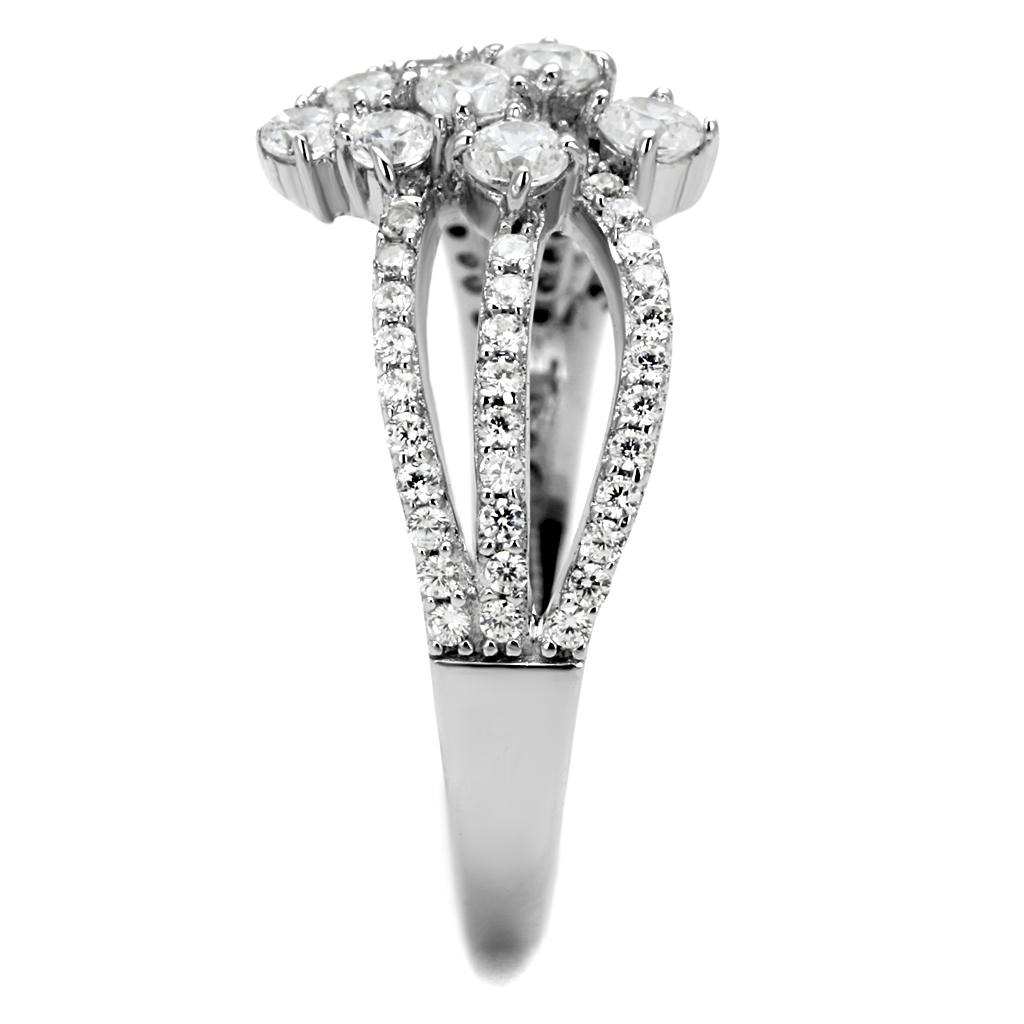 TS528 - Rhodium 925 Sterling Silver Ring with AAA Grade CZ in Clear