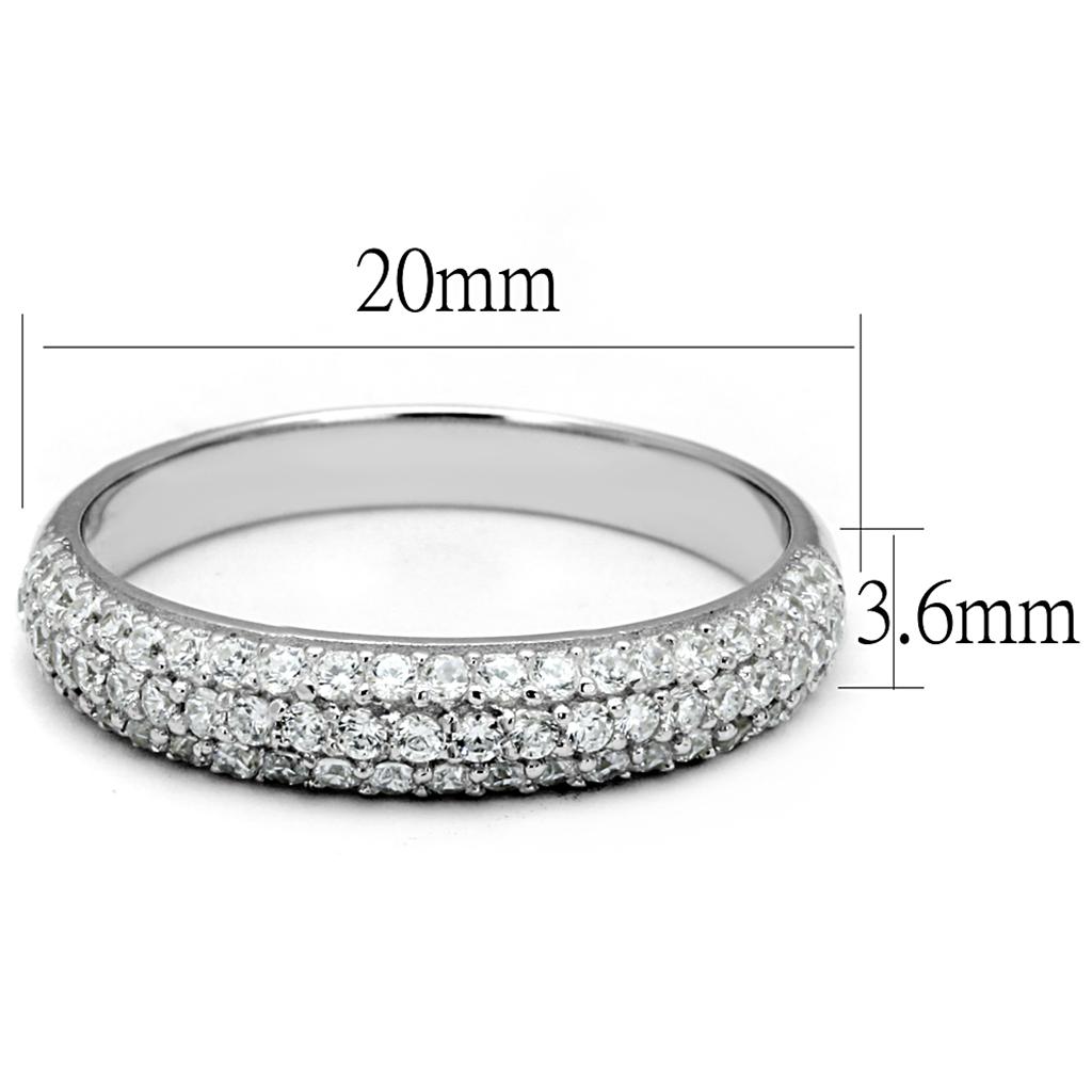 TS535 - Rhodium 925 Sterling Silver Ring with AAA Grade CZ in Clear