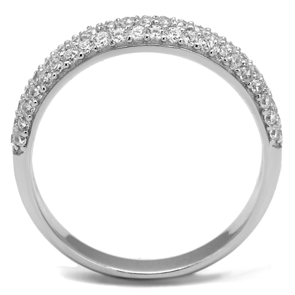 TS535 - Rhodium 925 Sterling Silver Ring with AAA Grade CZ in Clear