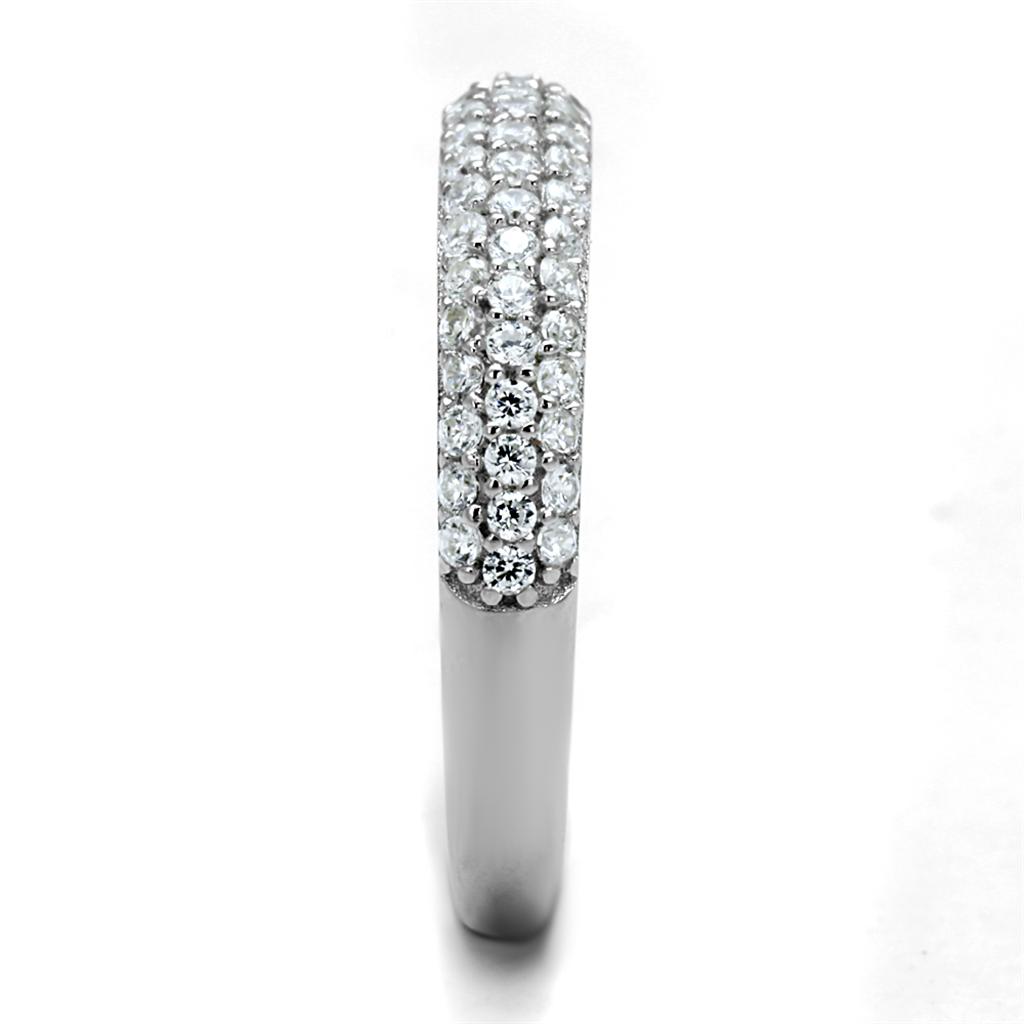 TS535 - Rhodium 925 Sterling Silver Ring with AAA Grade CZ in Clear