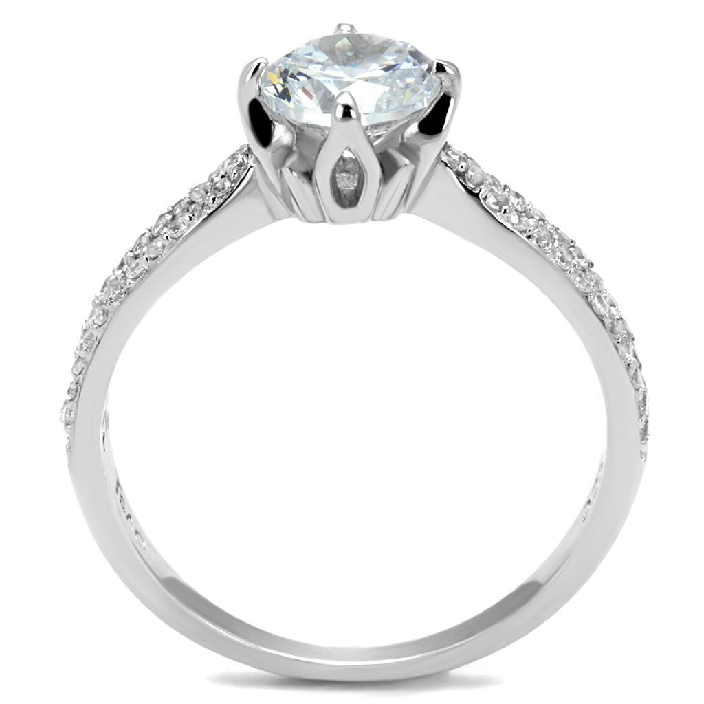 TS537 - Rhodium 925 Sterling Silver Ring with AAA Grade CZ in Clear
