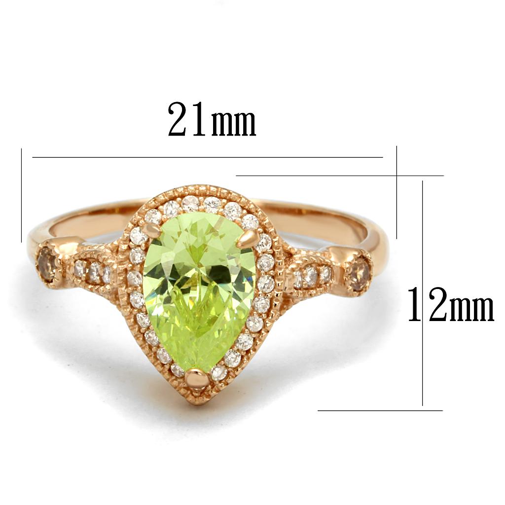 TS538 - Rose Gold 925 Sterling Silver Ring with AAA Grade CZ in Apple Green color