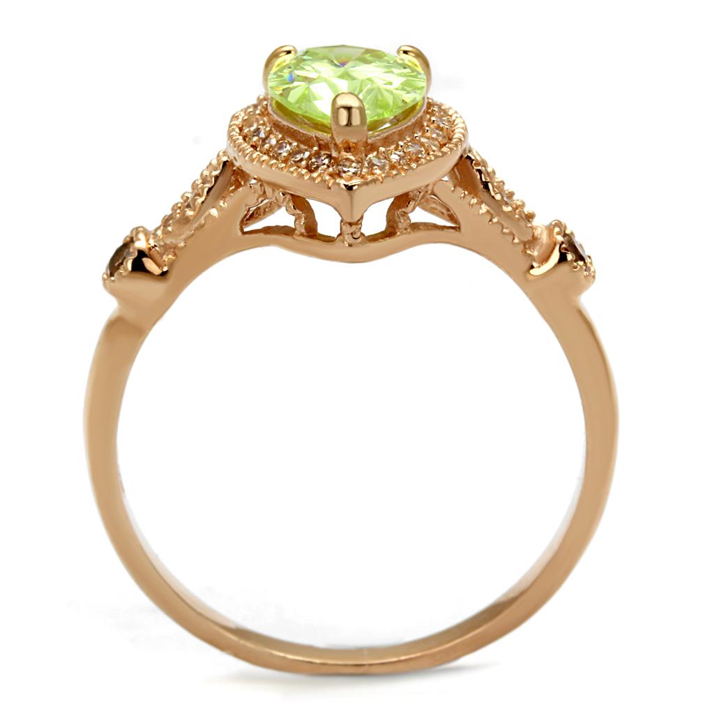 TS538 - Rose Gold 925 Sterling Silver Ring with AAA Grade CZ in Apple Green color
