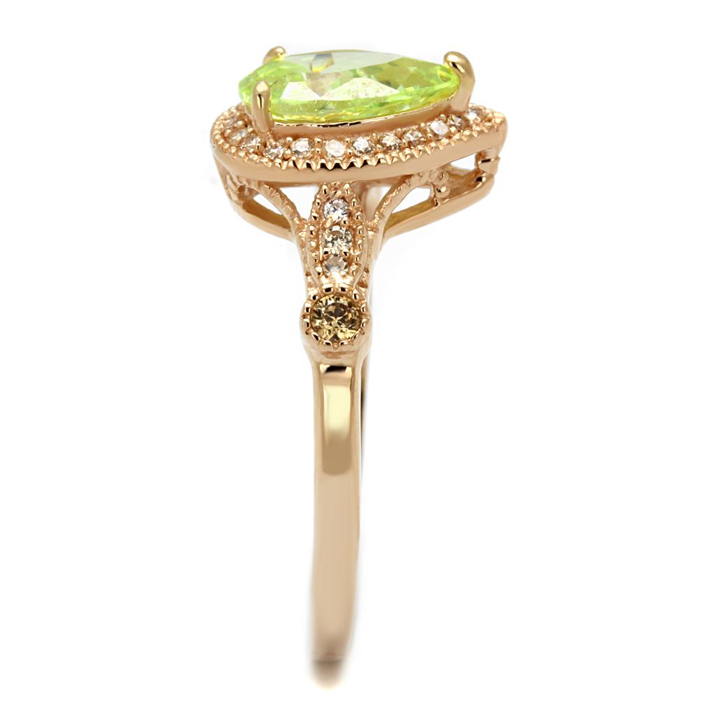 TS538 - Rose Gold 925 Sterling Silver Ring with AAA Grade CZ in Apple Green color