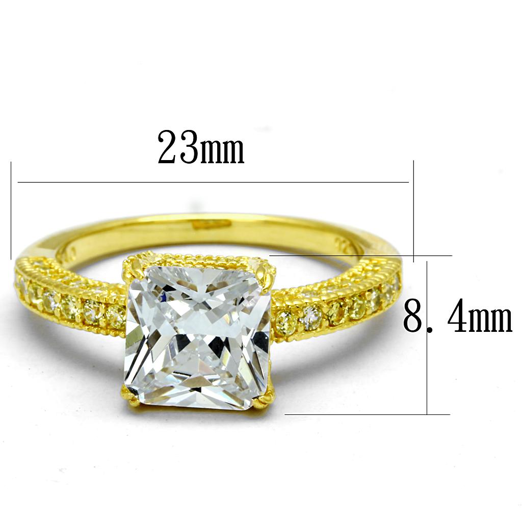 TS539 - Gold 925 Sterling Silver Ring with AAA Grade CZ in Clear