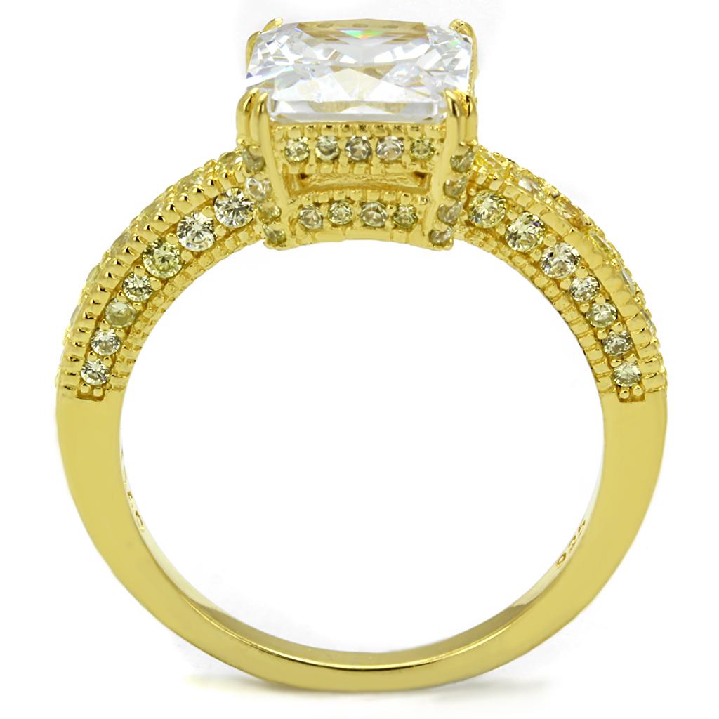 TS539 - Gold 925 Sterling Silver Ring with AAA Grade CZ in Clear