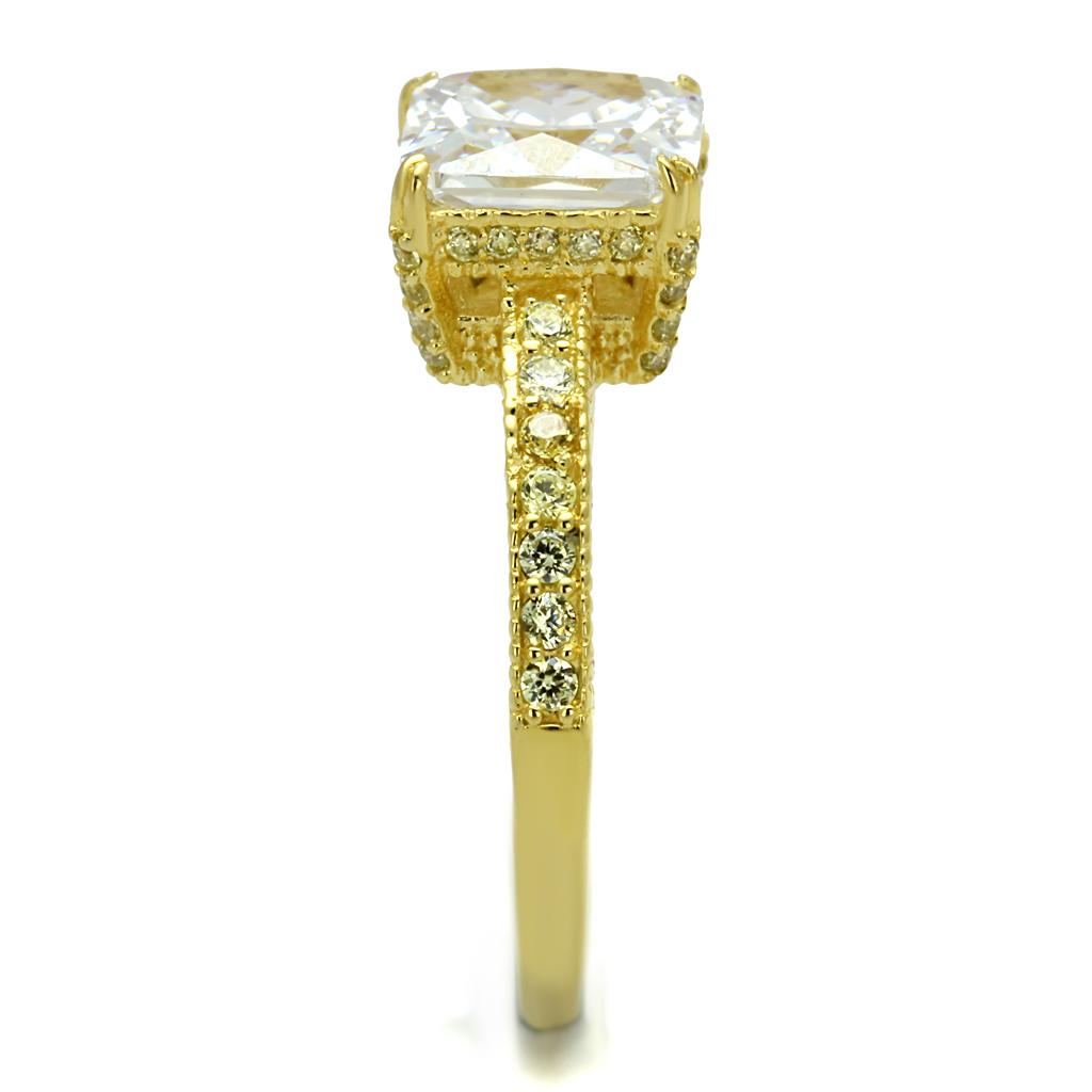TS539 - Gold 925 Sterling Silver Ring with AAA Grade CZ in Clear