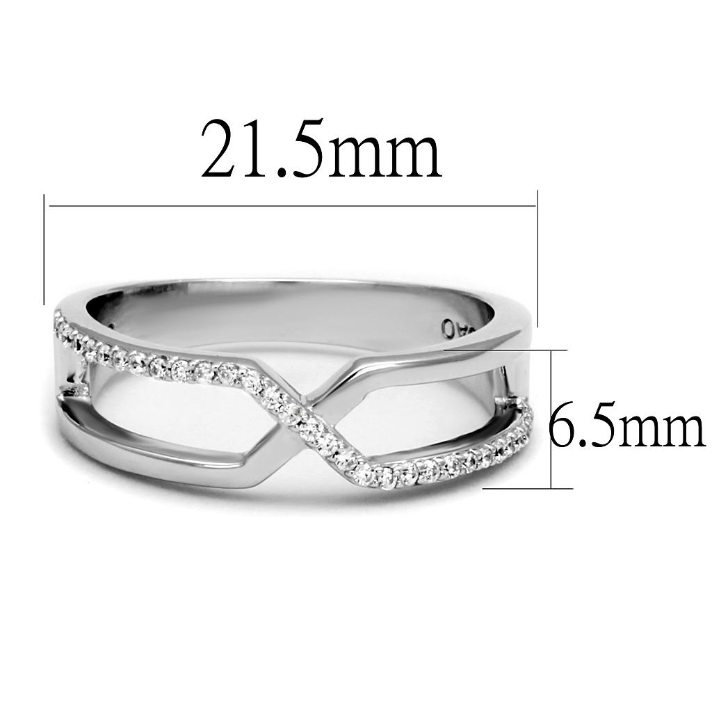TS540 - Rhodium 925 Sterling Silver Ring with AAA Grade CZ in Clear