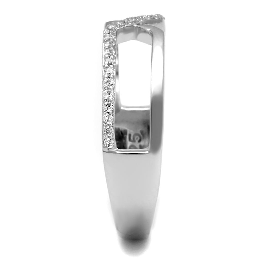 TS540 - Rhodium 925 Sterling Silver Ring with AAA Grade CZ in Clear