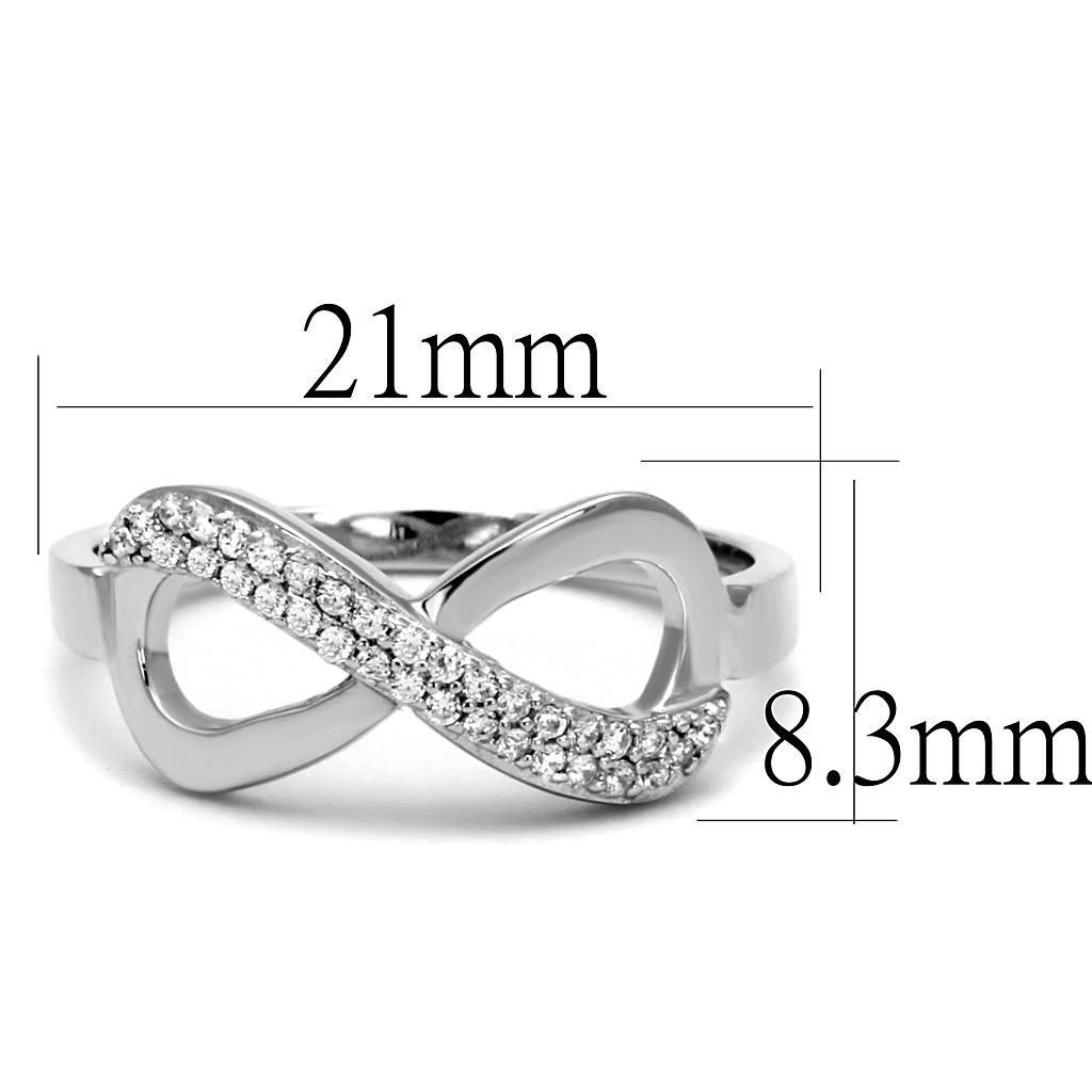 TS541 - Rhodium 925 Sterling Silver Ring with AAA Grade CZ in Clear