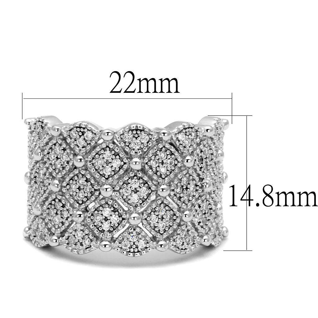 TS546 - Rhodium 925 Sterling Silver Ring with AAA Grade CZ in Clear