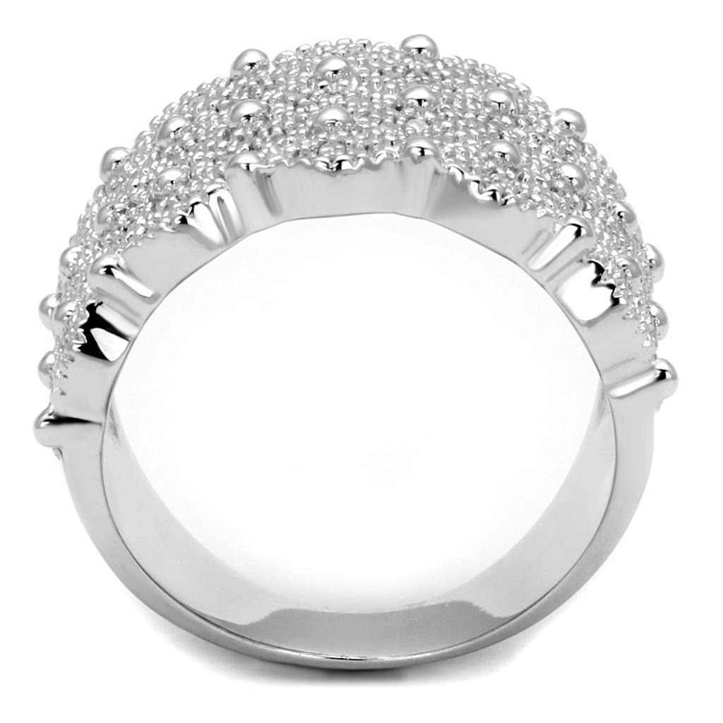 TS546 - Rhodium 925 Sterling Silver Ring with AAA Grade CZ in Clear