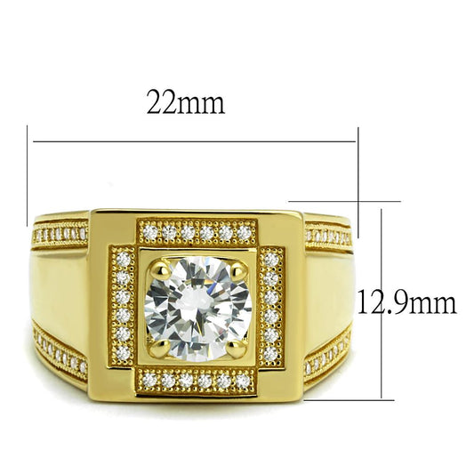 TS552 - Gold 925 Sterling Silver Ring with AAA Grade CZ  in Clear