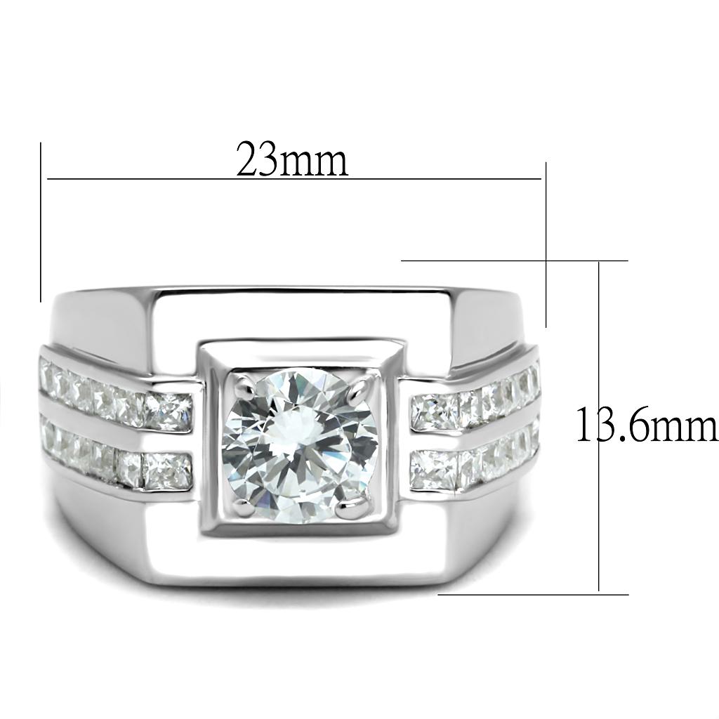 TS553 - Rhodium 925 Sterling Silver Ring with AAA Grade CZ in Clear