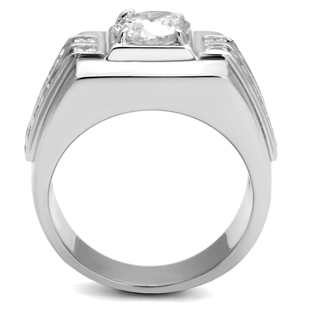 TS553 - Rhodium 925 Sterling Silver Ring with AAA Grade CZ in Clear