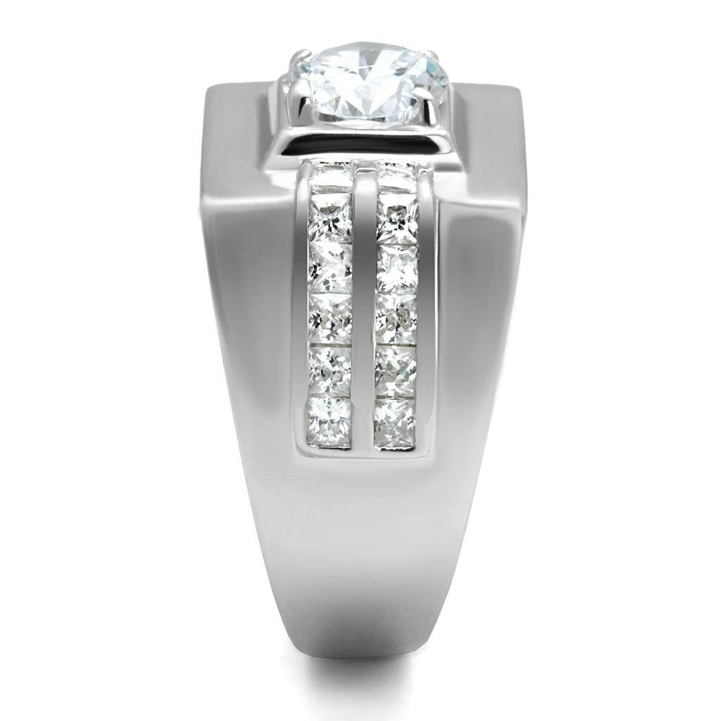 TS553 - Rhodium 925 Sterling Silver Ring with AAA Grade CZ in Clear