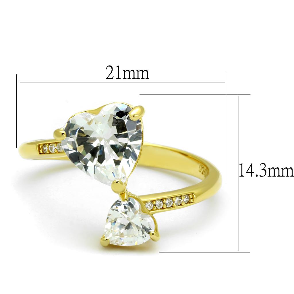 TS555 - Gold 925 Sterling Silver Ring with AAA Grade CZ in Clear