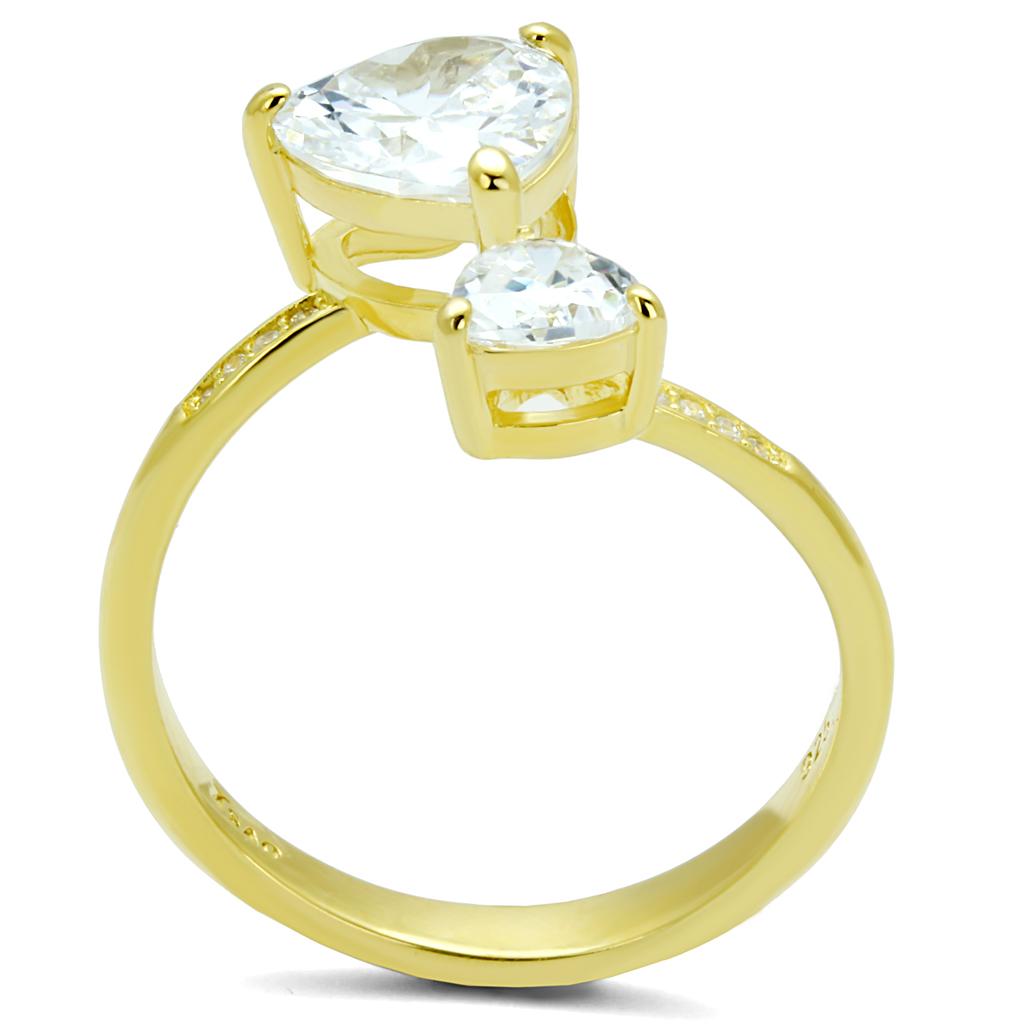 TS555 - Gold 925 Sterling Silver Ring with AAA Grade CZ in Clear