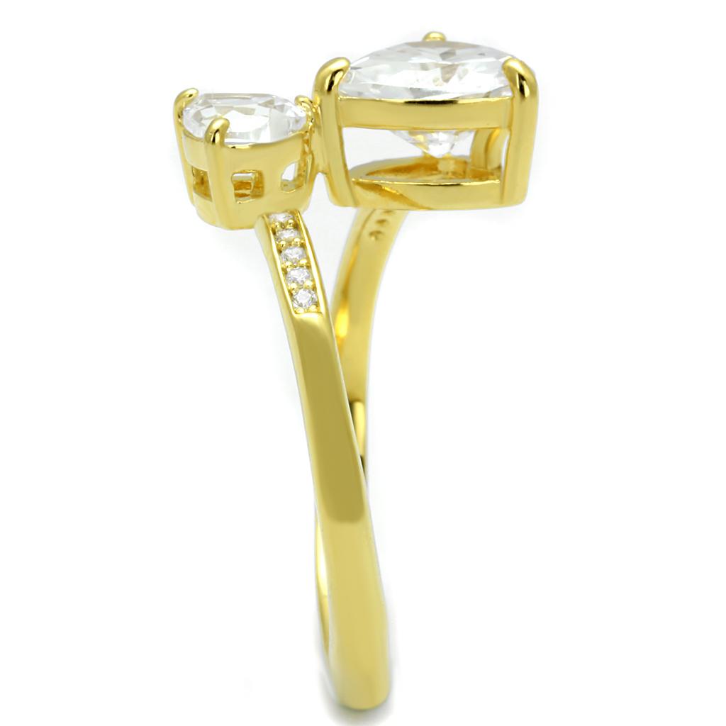 TS555 - Gold 925 Sterling Silver Ring with AAA Grade CZ in Clear
