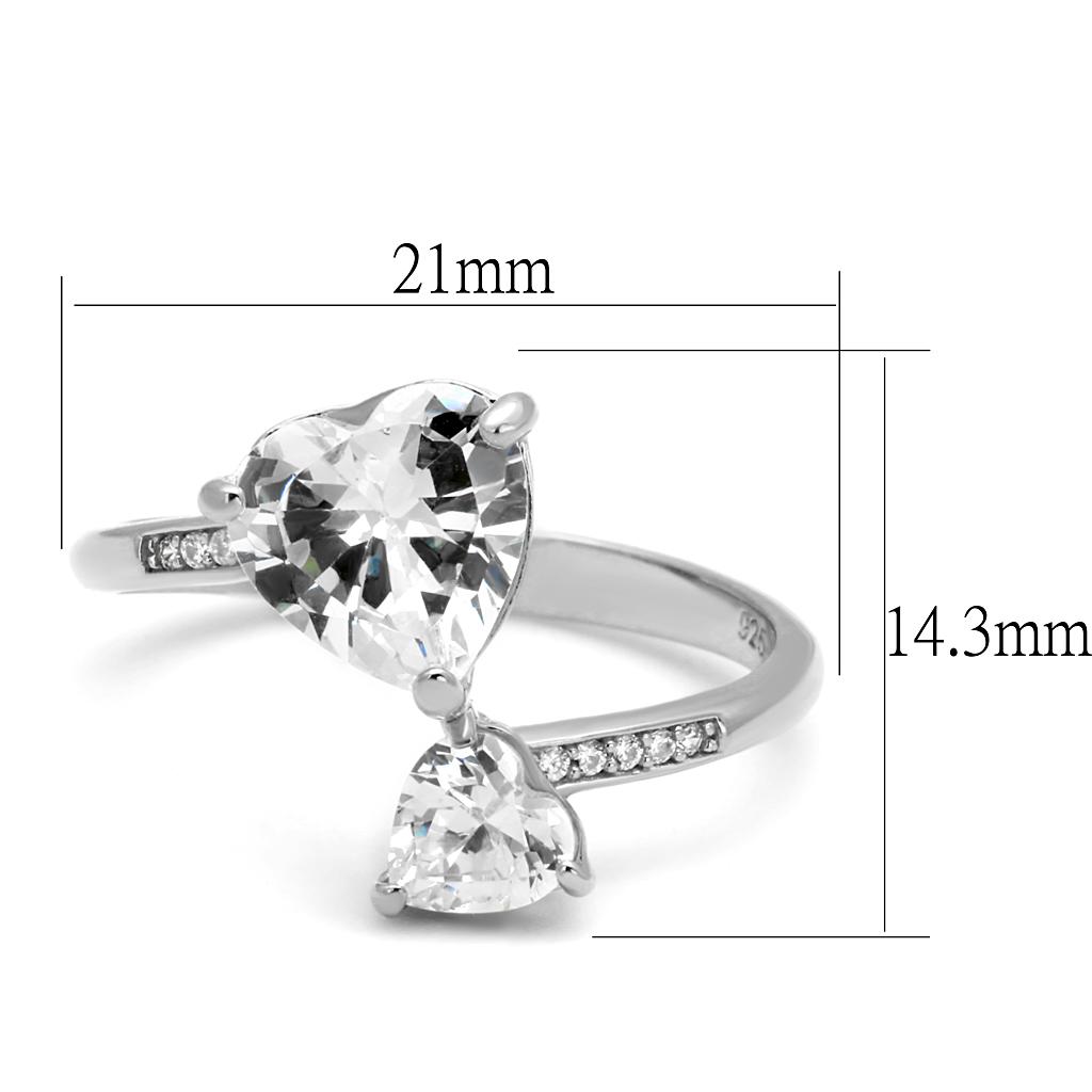 TS556 - Rhodium 925 Sterling Silver Ring with AAA Grade CZ in Clear
