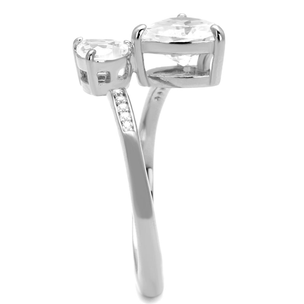 TS556 - Rhodium 925 Sterling Silver Ring with AAA Grade CZ in Clear