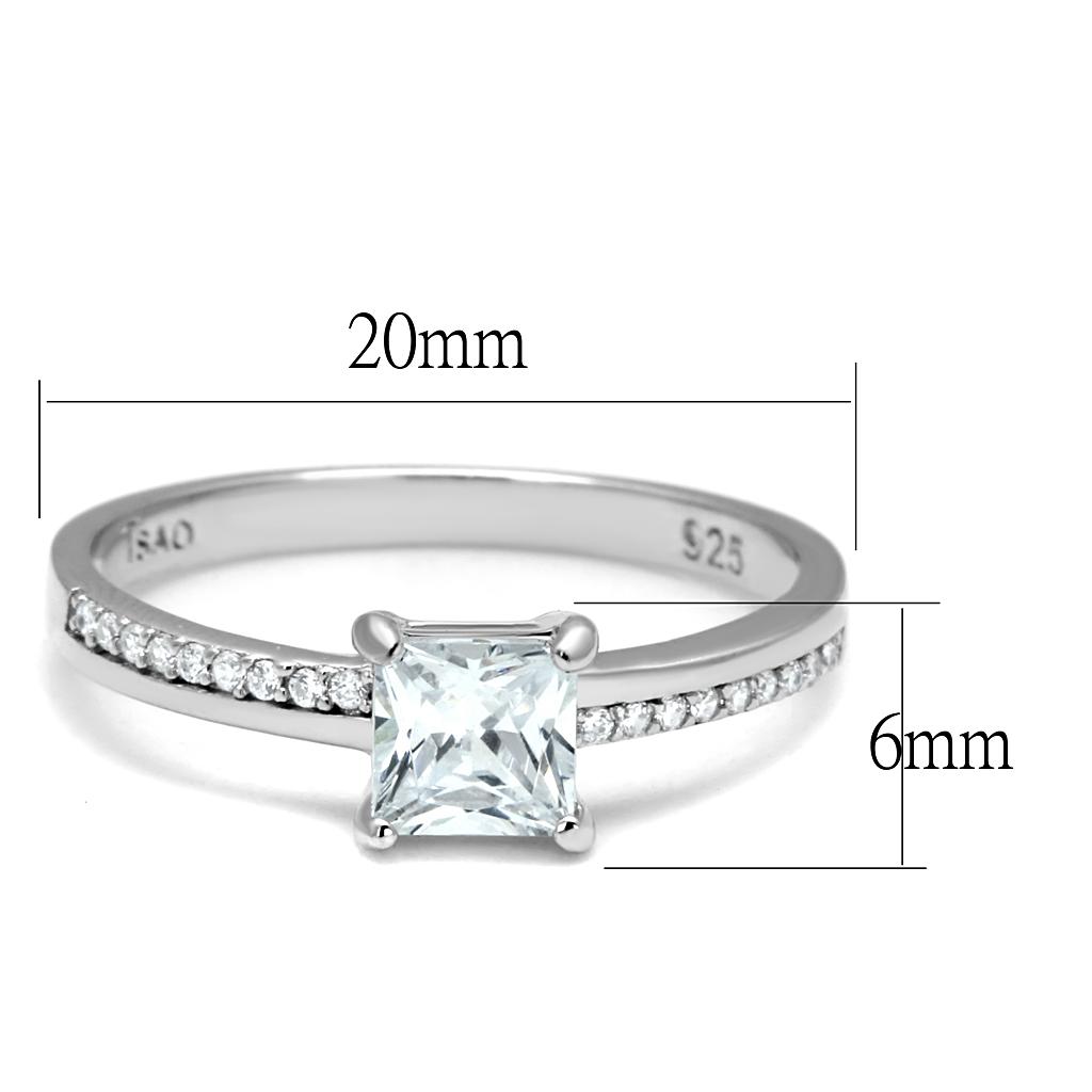 TS558 - Rhodium 925 Sterling Silver Ring with AAA Grade CZ in Clear