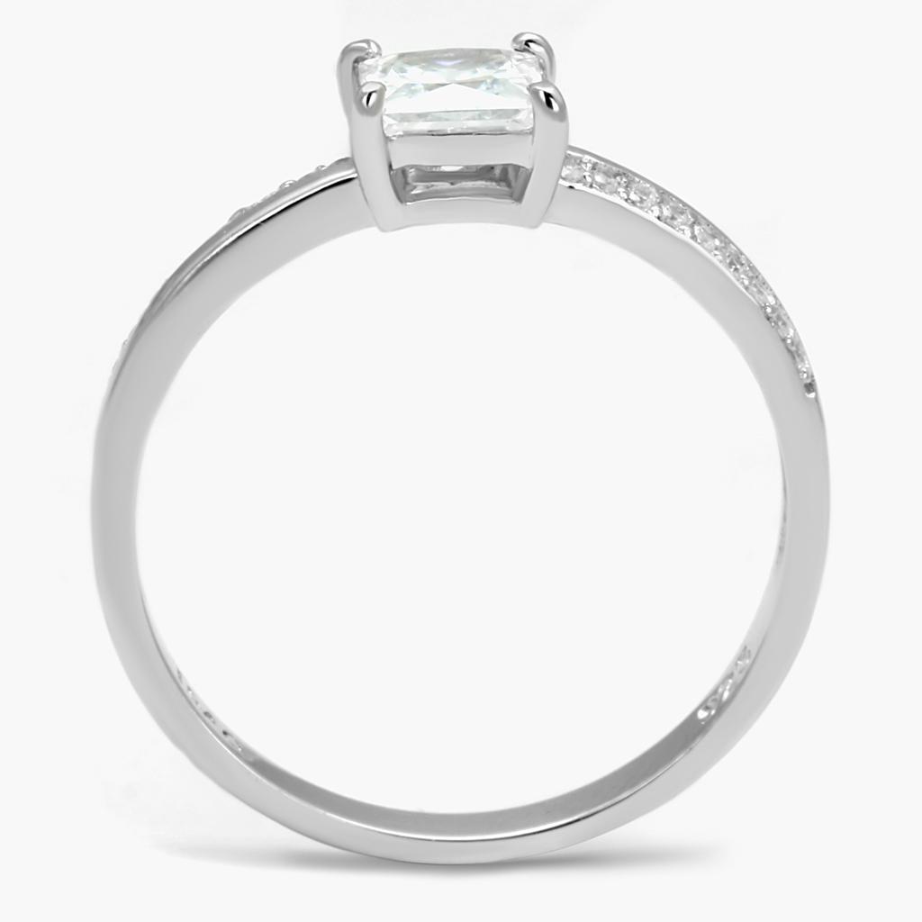 TS558 - Rhodium 925 Sterling Silver Ring with AAA Grade CZ in Clear
