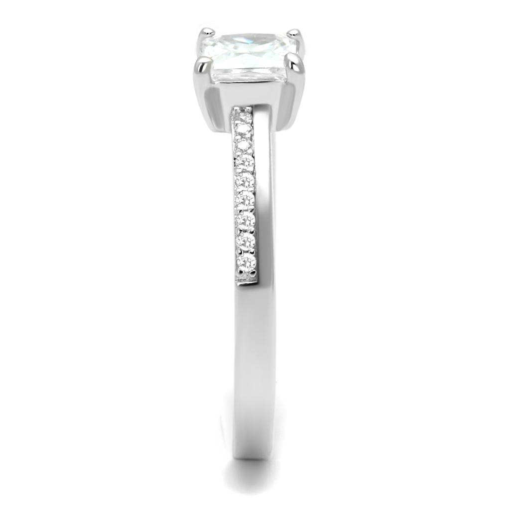 TS558 - Rhodium 925 Sterling Silver Ring with AAA Grade CZ in Clear