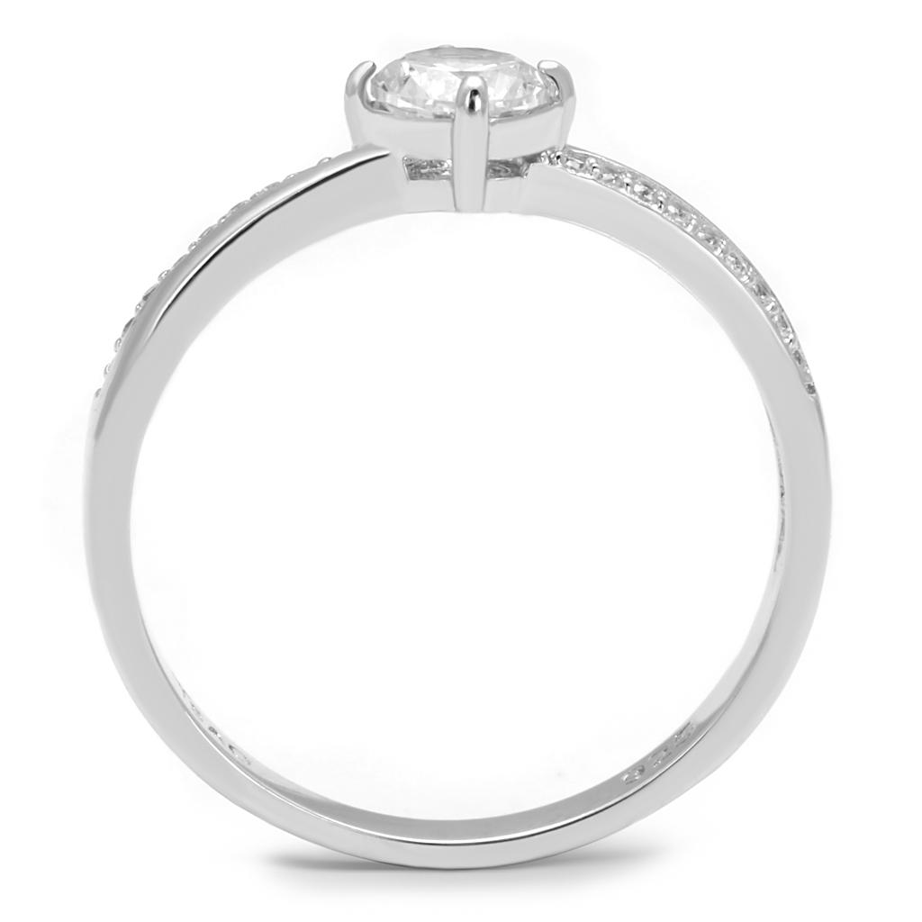 TS560 - Rhodium 925 Sterling Silver Ring with AAA Grade CZ in Clear