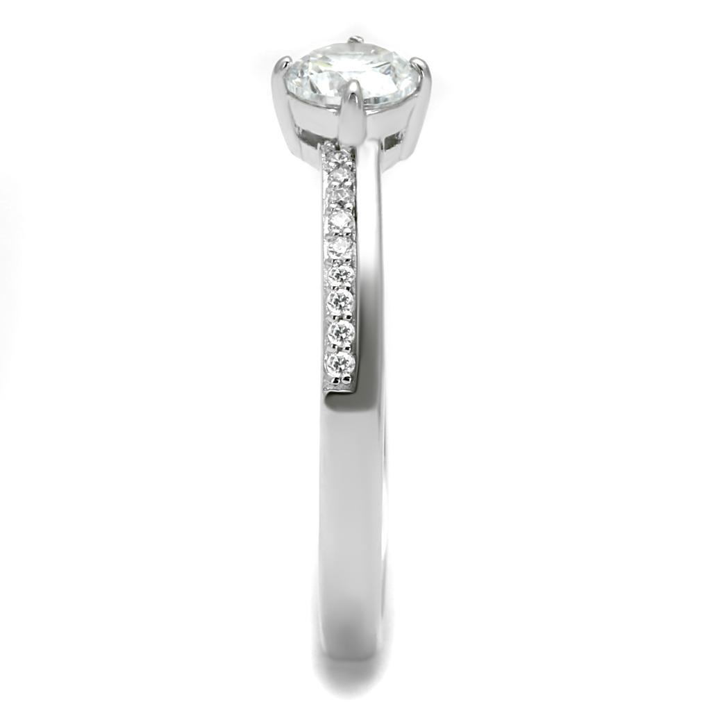 TS560 - Rhodium 925 Sterling Silver Ring with AAA Grade CZ in Clear