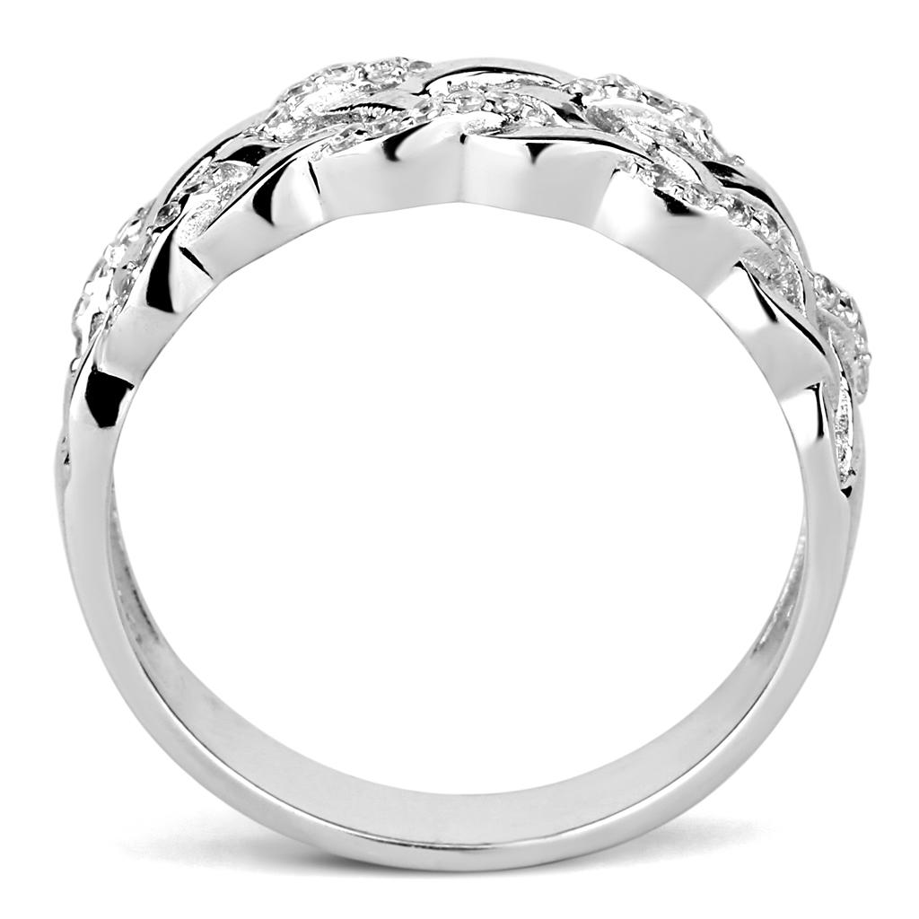 TS566 - Rhodium 925 Sterling Silver Ring with AAA Grade CZ in Clear