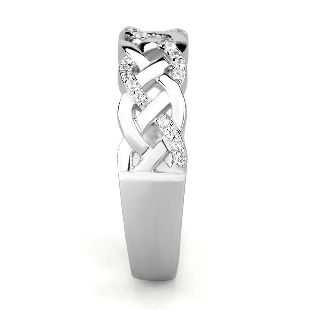 TS566 - Rhodium 925 Sterling Silver Ring with AAA Grade CZ in Clear