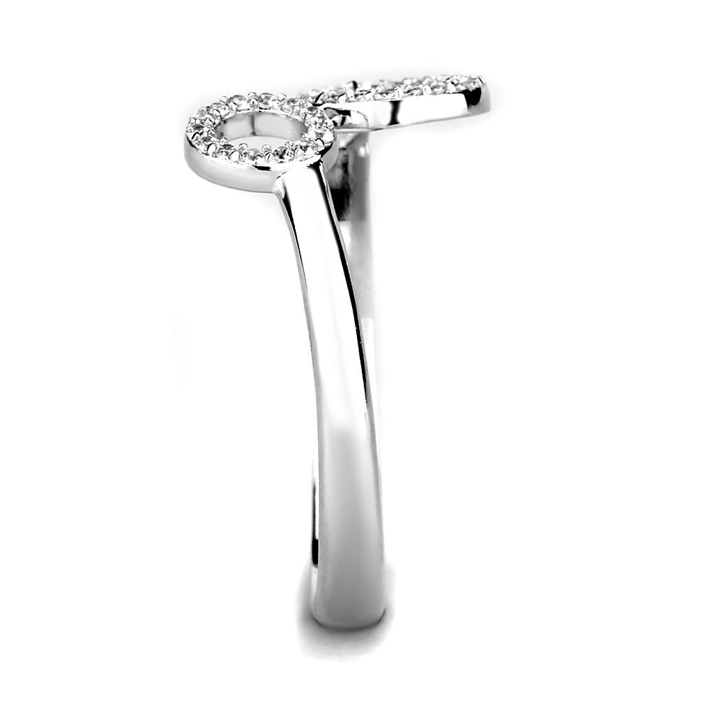 TS567 - Rhodium 925 Sterling Silver Ring with AAA Grade CZ in Clear
