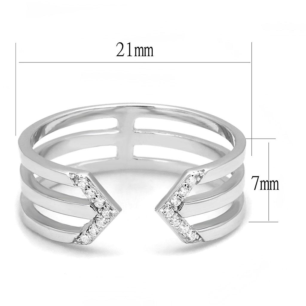 TS574 - Rhodium 925 Sterling Silver Ring with AAA Grade CZ in Clear