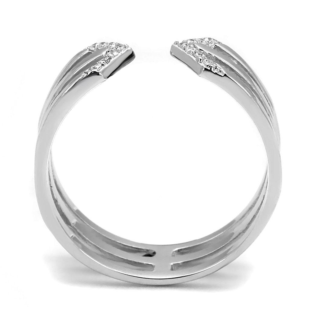 TS574 - Rhodium 925 Sterling Silver Ring with AAA Grade CZ in Clear