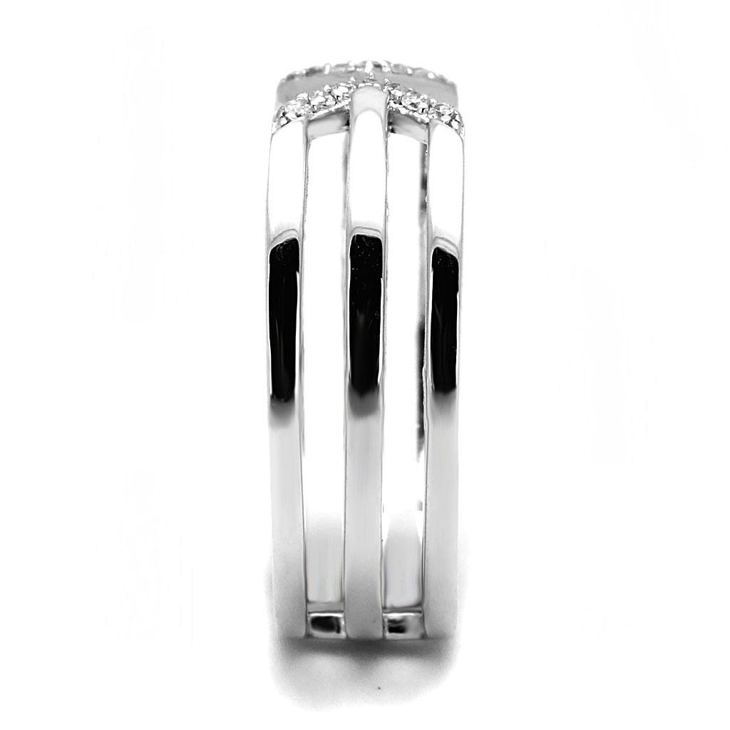 TS574 - Rhodium 925 Sterling Silver Ring with AAA Grade CZ in Clear