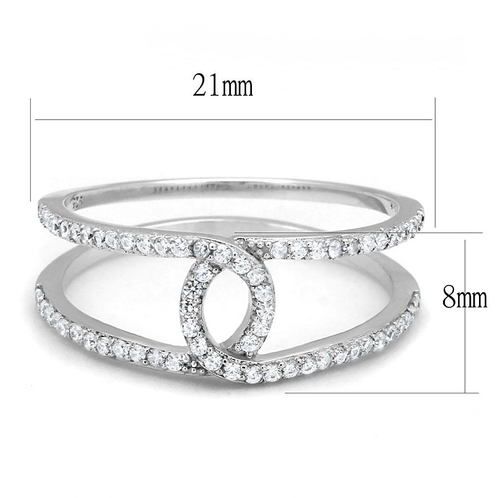 TS575 - Rhodium 925 Sterling Silver Ring with AAA Grade CZ in Clear