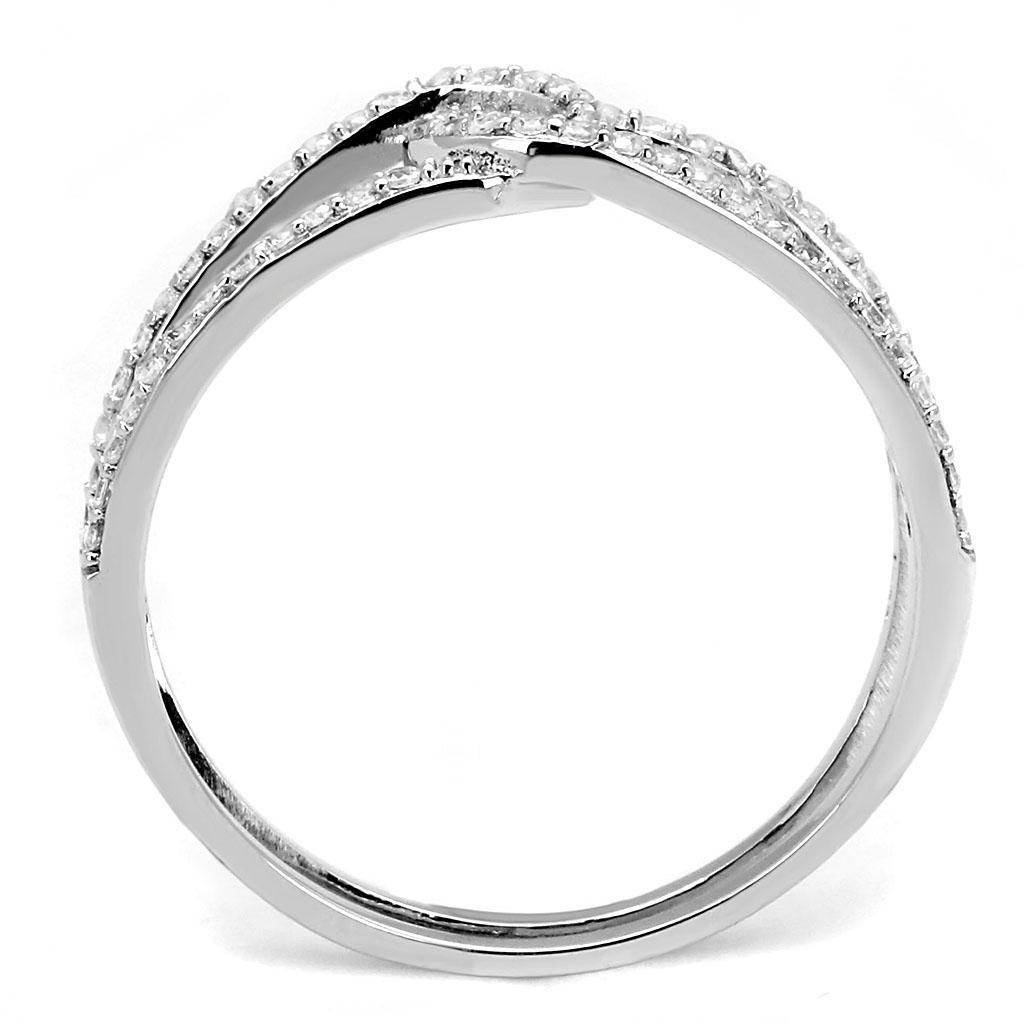TS575 - Rhodium 925 Sterling Silver Ring with AAA Grade CZ in Clear