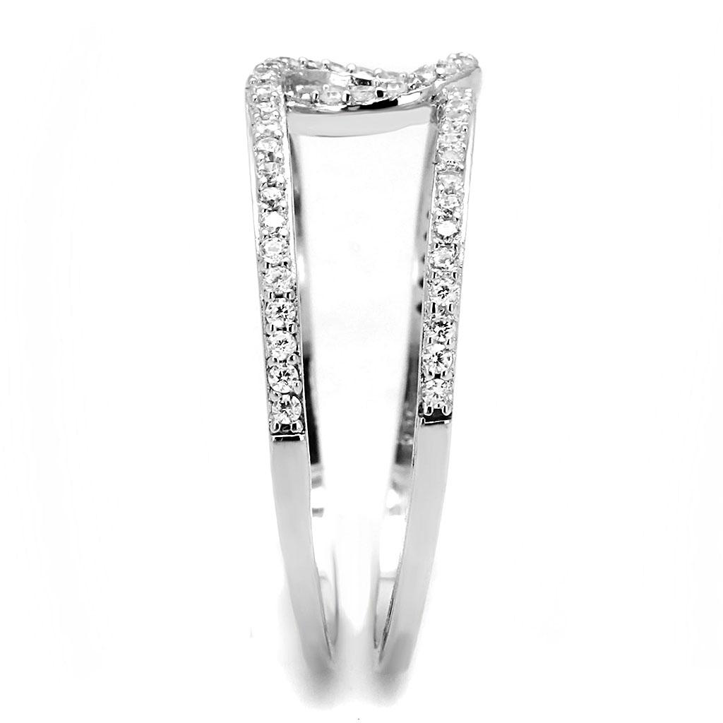 TS575 - Rhodium 925 Sterling Silver Ring with AAA Grade CZ in Clear