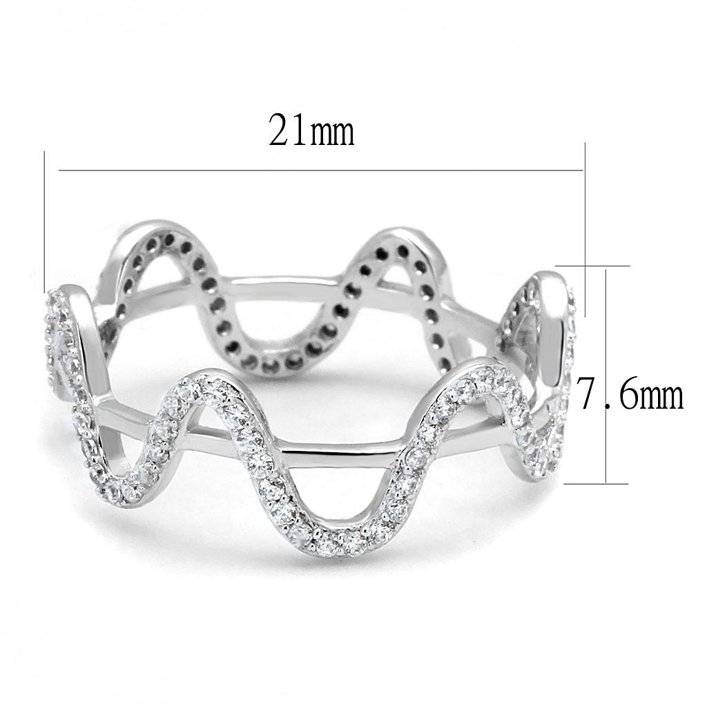 TS576 - Rhodium 925 Sterling Silver Ring with AAA Grade CZ in Clear