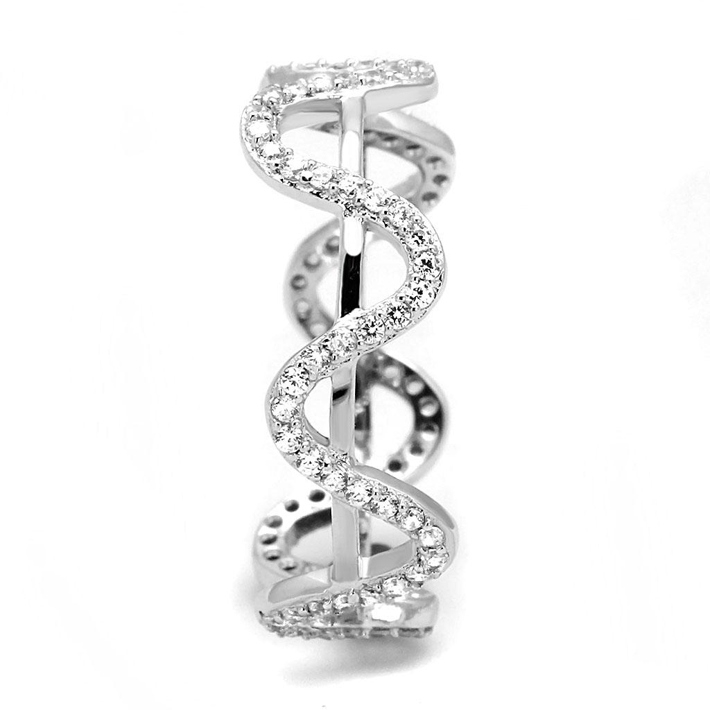 TS576 - Rhodium 925 Sterling Silver Ring with AAA Grade CZ in Clear