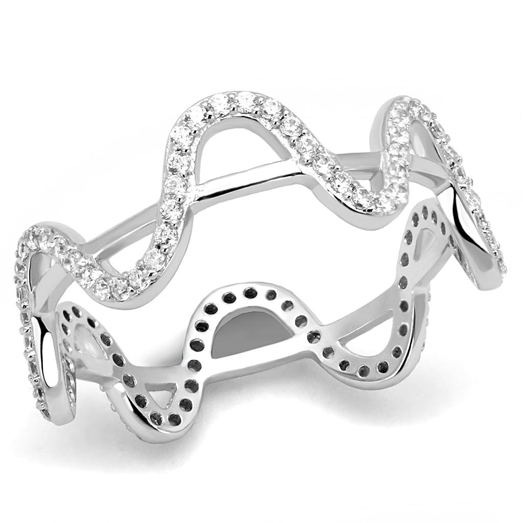 TS576 - Rhodium 925 Sterling Silver Ring with AAA Grade CZ in Clear