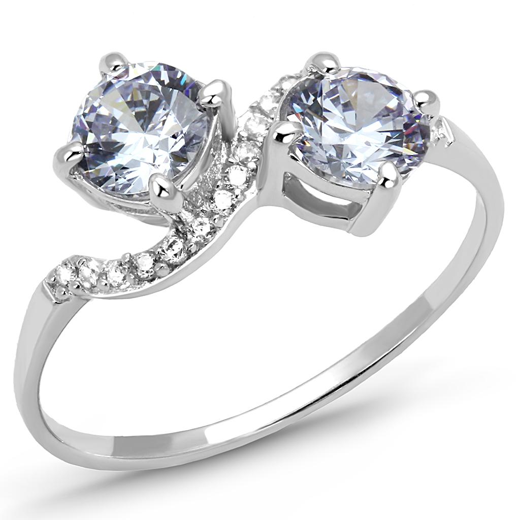 TS577 - Rhodium 925 Sterling Silver Ring with AAA Grade CZ in Light Amethyst