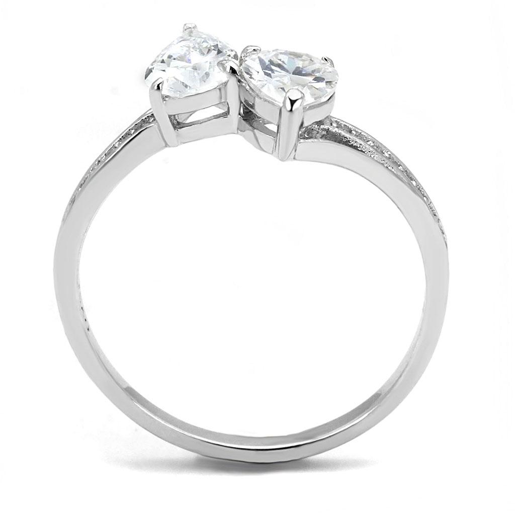 TS578 - Rhodium 925 Sterling Silver Ring with AAA Grade CZ in Clear
