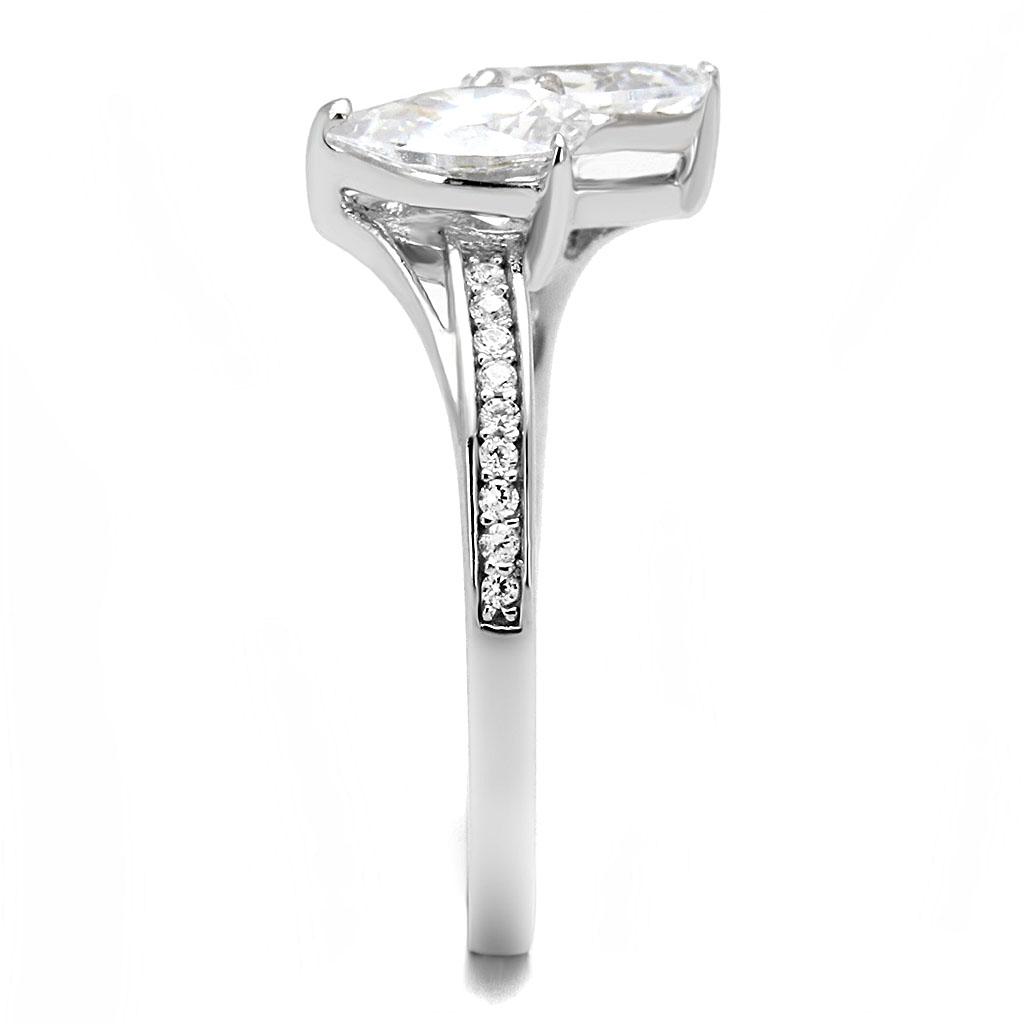 TS578 - Rhodium 925 Sterling Silver Ring with AAA Grade CZ in Clear