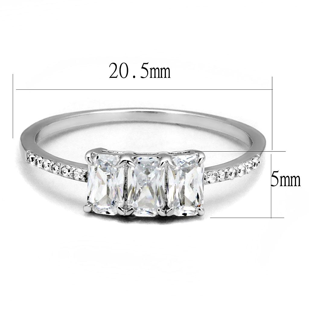 TS579 - Rhodium 925 Sterling Silver Ring with AAA Grade CZ in Clear