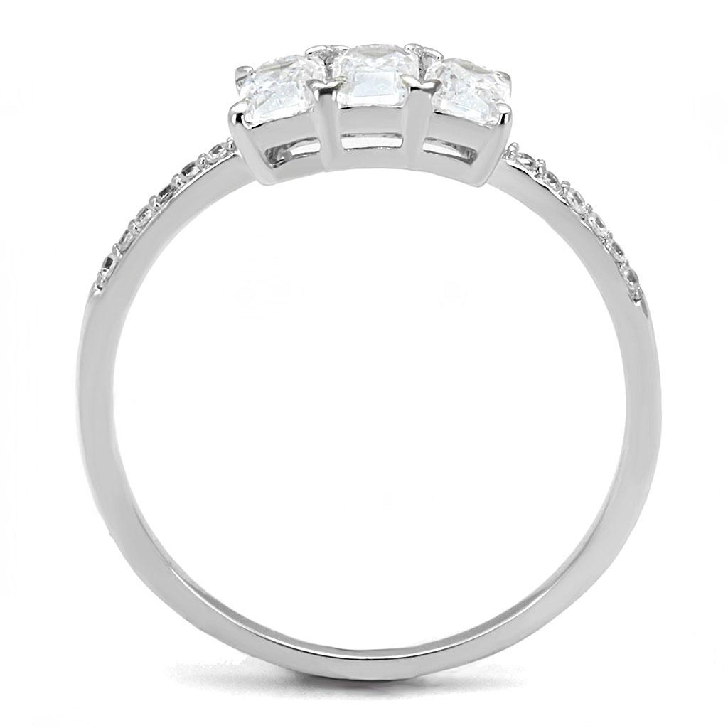 TS579 - Rhodium 925 Sterling Silver Ring with AAA Grade CZ in Clear