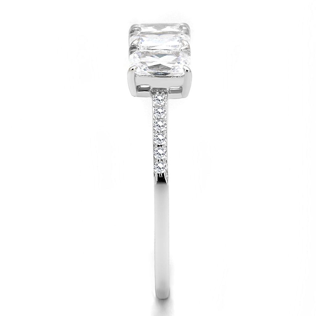 TS579 - Rhodium 925 Sterling Silver Ring with AAA Grade CZ in Clear